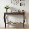 ChooChoo 39" Narrow Entryway Table with Drawer, Espresso | Console Table with Curved Legs, Chic Accent Sofa Table with Shelves for Entryway, Living Room, Hallway