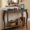 ChooChoo 39" Narrow Entryway Table with Drawer, Espresso | Console Table with Curved Legs, Chic Accent Sofa Table with Shelves for Entryway, Living Room, Hallway