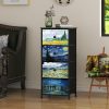 Narrow Dresser for Bedroom Slim 4 Drawer Dresser Vertical Storage Tower Unit for Living Room Hallway Closet Sturdy Steel Frame Wooden Top Easy Pull Handle