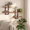 HOOBRO Floating Shelves for Wall, 15" Wall Shelf Set of 2, Wall Mounted Storage Shelves 2-Tier, Hanging Bathroom Shelves, for Living Room, Bedroom, Bathroom, Kitchen, Rustic Brown and Black BF32BJ01G1