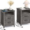 CT0425550JS_1 VASAGLE Set of 2 Nightstands with 2 Drawers and Charging Station