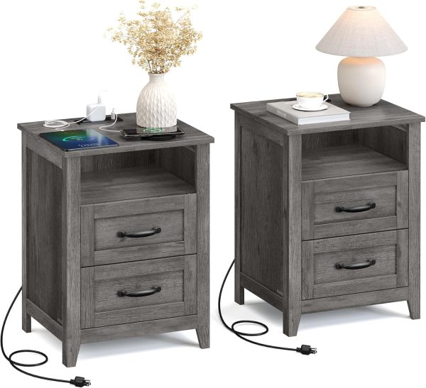 CT0425550JS_1 VASAGLE Set of 2 Nightstands with 2 Drawers and Charging Station