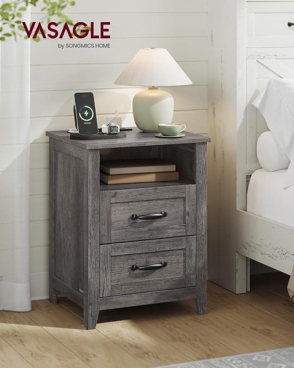 CT0425550JS_2 VASAGLE Set of 2 Nightstands with 2 Drawers and Charging Station