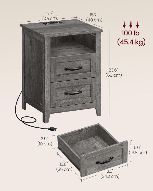 CT0425550JS_3 VASAGLE Set of 2 Nightstands with 2 Drawers and Charging Station