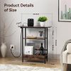 Narrow End Table with USB-C Charging Station, 3-Tier Slim Side Table