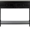 SAFAVIEH Furniture - Samantha 2-Drawer Console Table - Distressed Black - Solid Wood - Classic Storage Design - Ideal for Entryway, Living Room, Hallway, 35.8"W x 13.8"D x 29.5"H (AMH5710B)