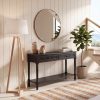 SAFAVIEH Furniture - Samantha 2-Drawer Console Table - Distressed Black - Solid Wood - Classic Storage Design - Ideal for Entryway, Living Room, Hallway, 35.8"W x 13.8"D x 29.5"H (AMH5710B)