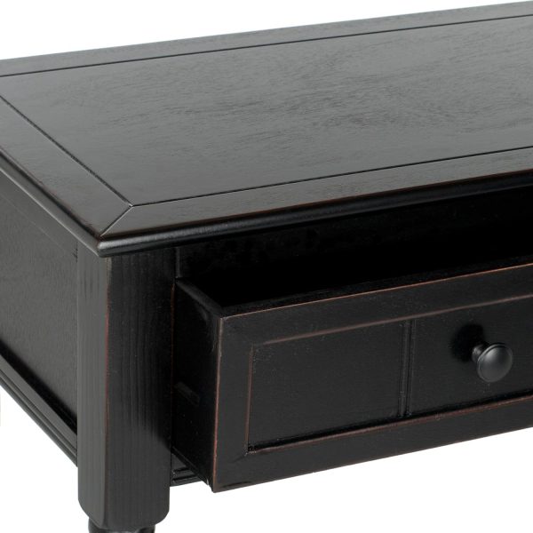 SAFAVIEH Furniture - Samantha 2-Drawer Console Table - Distressed Black - Solid Wood - Classic Storage Design - Ideal for Entryway, Living Room, Hallway, 35.8"W x 13.8"D x 29.5"H (AMH5710B)