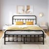 CT0425818JS_1 Vengarus Full Metal Bed Frame with Victorian Headboard & Footboard, Black | 14" Full Metal Platform Frame, Heavy Duty Steel Slat Support, Noise Free, No Box Spring Needed, Easy Disassembly & Transport