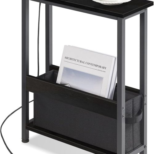 CT0426030-1JS_1 BAMGROW Slim Charging End Table with Storage - for Small Spaces and Bedroom (Black)