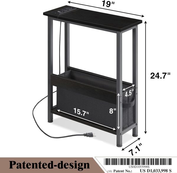 CT0426030-1JS_3 BAMGROW Slim Charging End Table with Storage - for Small Spaces and Bedroom (Black)