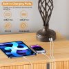 CT0426091JS_4 Table Lamp for Bedroom Set of 2 with USB C+A Ports - Modern Brown Bedside Lamps with Spiral Cage Base Fabric Shade - Nightstand Lamp for Living Room Reading Bed Side End Table 2 LED Bulbs Included