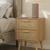 Masupu Rattan Night Stand,Modern nightstand Boho Bedside Table with 2 Drawer,Small End Side Table for Bedroom,Living Room,Office,Natural
