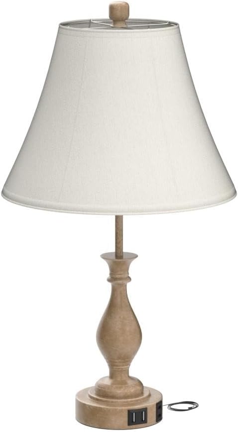 CT0426140JS_4 LALISU Farmhouse Table Lamp Touch Control 3-Way Dimmable Table Lamp, Modern Nightstand Lamp with 2 USB Port Bedside Desk Lamp with Fabric Shade for Living Room Bedroom Hotel (Pack 1-Beige Shade)