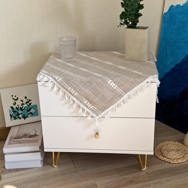 Farmhouse Square Small Bedside Tablecloth 24 x 24 Inch Light Coffee | Washable Wrinkle Resistant Table Cover for Dining Room Tabletop Decoration