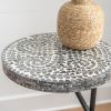 Linon Dabelle Black Capiz Round Side Table with Black Metal Base