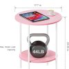 Side Table,Round End Table with 2 Storage Shelves| Compact Side Tables for Living Room, Couch, Gym, Office & Bedroom | Narrow Accent Table as Space-Saving Small Bedside Table 18x18x22in(Pink)