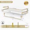 CT0426660JS_3 Forbena Floating Bathroom Shelves Wall Mounted, Aesthetic White and Gold Shelves for Bathroom Accessories, Modern Bathroom Organizer with Tower Bar for Wall Decor Storage Small Spaces, Set of 2