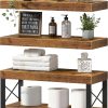 CT0426684JS_1 QEEIG Bathroom Shelves Over Toilet - Floating Shelf for Wall Toilet Paper Storage Farmhouse 16 inch Set of 3, Rustic Brown (029-40BN3)
