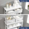 CT0426717JS_4 MOHOPE 2-Tier Over The Toilet Storage with 2 Fabric Drawers, Freestanding Above The Toilet Storage Cabinet, Space Saver Metal Over Toilet Bathroom Organizer Shelf for Small Space, White