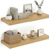 CT0426773JS_1 Vivelove Deep Floating Shelves for Wall 24 inches Long Set of 2, Oak | Easy Install With Hardware, Invisible Brackets, Wall Mounted, For Bathroom Bedroom Living Room Kitchen