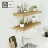 CT0426773JS_3 Vivelove Deep Floating Shelves for Wall 24 inches Long Set of 2, Oak | Easy Install With Hardware, Invisible Brackets, Wall Mounted, For Bathroom Bedroom Living Room Kitchen