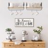 CT0426795JS_2 Olakee Floating Wall Shelves for Kitchen Bathroom Coffee Nook with 10 Adjustable Hooks for Coffee Mugs, Coffee Bar Organizer and Decor, Rustic Storage Shelves Set of 2