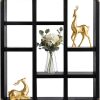 17.7x15.7-Inch Shadow Box Shelf 9-Slot Rustic Floating Shelves Larger Wall Mounted Lightweight Solid Wood Display Freestanding Farmhouse Shelf (9C-Classic Black)