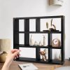 17.7x15.7-Inch Shadow Box Shelf 9-Slot Rustic Floating Shelves Larger Wall Mounted Lightweight Solid Wood Display Freestanding Farmhouse Shelf (9C-Classic Black)