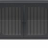 Luna Wide 2 Door Accent Cabinet with Fluted Glass, Black