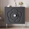 Storage Cabinet, Modern Cabinet with Decorative Flower Pattern Doors, Accent Sideboard Buffet Cabinet for Hallway, Living Room, Kitchen (1, Grey)