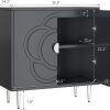 Storage Cabinet, Modern Cabinet with Decorative Flower Pattern Doors, Accent Sideboard Buffet Cabinet for Hallway, Living Room, Kitchen (1, Grey)