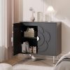 Storage Cabinet, Modern Cabinet with Decorative Flower Pattern Doors, Accent Sideboard Buffet Cabinet for Hallway, Living Room, Kitchen (1, Grey)