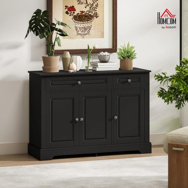 CT0427262JS_2 HOMCOM Sideboard Buffet Cabinet with Storage, 2 Drawers, for Kitchen, Black | Modern Buffet Cabinet, Coffee Bar Station, Adjustable Shelves, Entryway