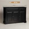 CT0427262JS_3 HOMCOM Sideboard Buffet Cabinet with Storage, 2 Drawers, for Kitchen, Black | Modern Buffet Cabinet, Coffee Bar Station, Adjustable Shelves, Entryway
