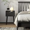 CT0428235JS_2 LAATOOREE Nightstand Set of 2, Small Bed Side Table with Fluted Door, End Table with Solid Wood Legs, Mid-Century Bedside Table for Bedroom Small Space