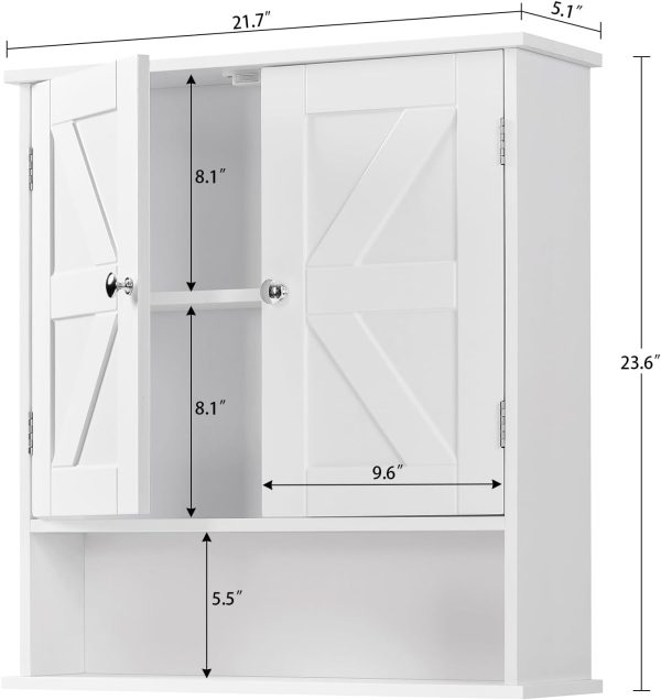 CT0428542JS_3 TEENFON Bathroom Wall Cabinet, Bathroom Cabinet with Barn Doors & Adjustable Shelf, Over The Toilet Storage Cabinet, Medicine Cabinet, White UNGGX001WV1