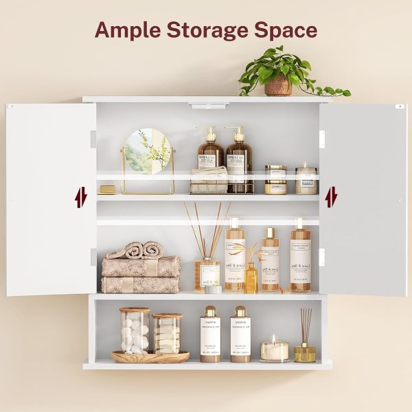 CT0428542JS_4 TEENFON Bathroom Wall Cabinet, Bathroom Cabinet with Barn Doors & Adjustable Shelf, Over The Toilet Storage Cabinet, Medicine Cabinet, White UNGGX001WV1