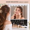 Over the Door Jewelry Organizer, Wall Mounted Jewelry Cabinet, Hanging Mirror with Storage Box, Wall/Door Mounted Full Length Mirror with LED