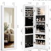 Over the Door Jewelry Organizer, Wall Mounted Jewelry Cabinet, Hanging Mirror with Storage Box, Wall/Door Mounted Full Length Mirror with LED