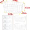 CT0428670JS_2 2 Set LeleCAT Hanging Wall Basket Organizer Over the Cabinet Door Adhesive Wire Baskets for Organizing Kitchen Food Pantry Bathroom Shelf Storage No Drilling Wall Mounted,White