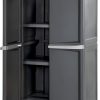 Sterilite 4 Shelf Cabinet, Durable Plastic Storage Solution, Gray, 1 Pack | Adjustable Shelves - Plastic Shelving Unit for Organizing Garage, Pantry, Basement, Laundry Room or Mudroom