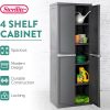 Sterilite 4 Shelf Cabinet, Durable Plastic Storage Solution, Gray, 1 Pack | Adjustable Shelves - Plastic Shelving Unit for Organizing Garage, Pantry, Basement, Laundry Room or Mudroom