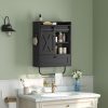 CT0429460JS_2 MAHANCRIS Bathroom Wall Cabinet, Farmhouse Medicine Cabinets with Sliding Door, Wall Mounted Storage Cabinet with Adjustable Shelf and Towel Bar, for Bathroom, Living Room, Kitchen, Black