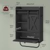 CT0429460JS_3 MAHANCRIS Bathroom Wall Cabinet, Farmhouse Medicine Cabinets with Sliding Door, Wall Mounted Storage Cabinet with Adjustable Shelf and Towel Bar, for Bathroom, Living Room, Kitchen, Black