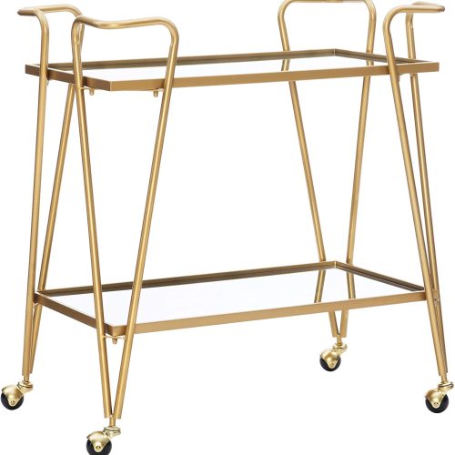 Linon Gina Mid-Century Bar Cart, Gold