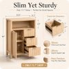 VINGLI Bathroom Storage Cabinet with 3 Drawers & Door, Slim Freestanding Floor Cabinet Organizer for Small Spaces, 30mm Thick-Look Top & Legs, Adjustable Shelf, Modern Fluted Cabinet, Natural Oak