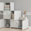 6Cube Storage Organizer Modular Stackable with Doors White | Sturdy plastic 6-cube cabinet with doors, 30x30x30cm per cube, tool-free snap assembly, ideal for bedroom, stairs, closet.