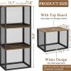 3 Pack Stackable Closet Organizers and Storage Basket, Closet Shelves with Wood Top Extra Storage, Multifunctional Clothes Organizer Bins/Cube Storage Drawer for Wardrobe Kitchen Laundry Room, Black