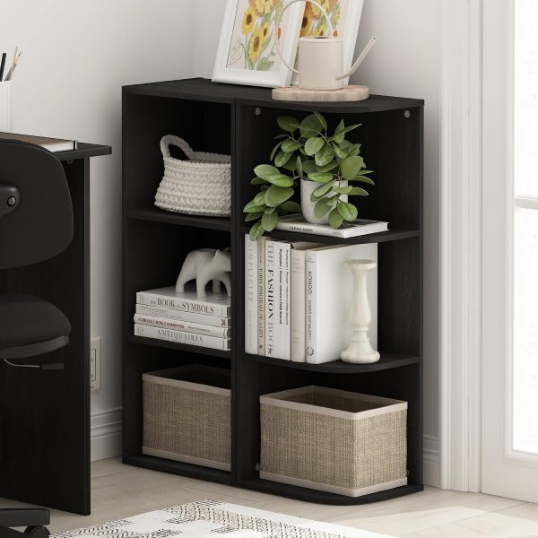 CT0429792JS_3 Furinno LUDER Book Shelf, 3-Cube Bookcase, Bookshelf, Open Storage Shelf, 9.3 x 12 x 31.5 Inches, for Home Office, Living Room, Darkwood